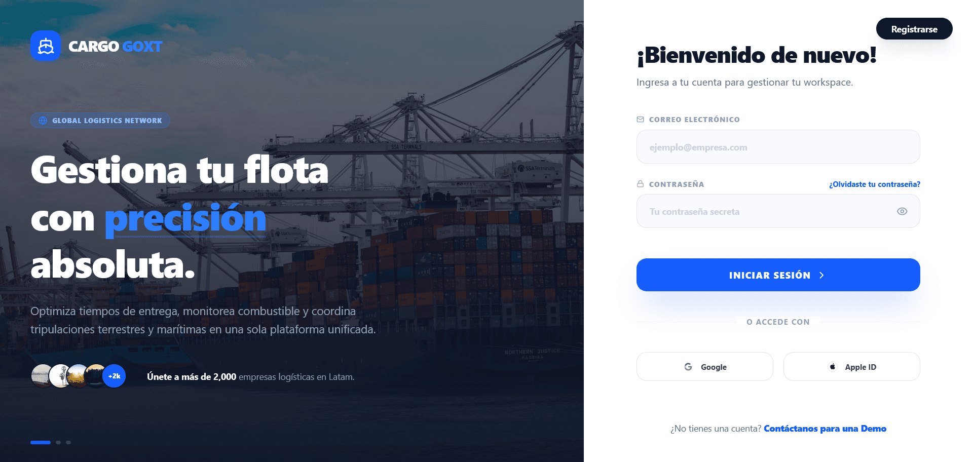 Login de GOxT Cargo