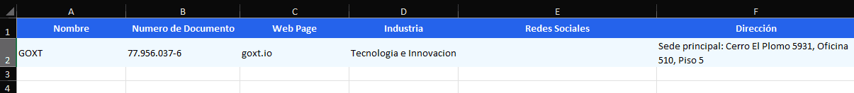 Vista de un archivo exportado